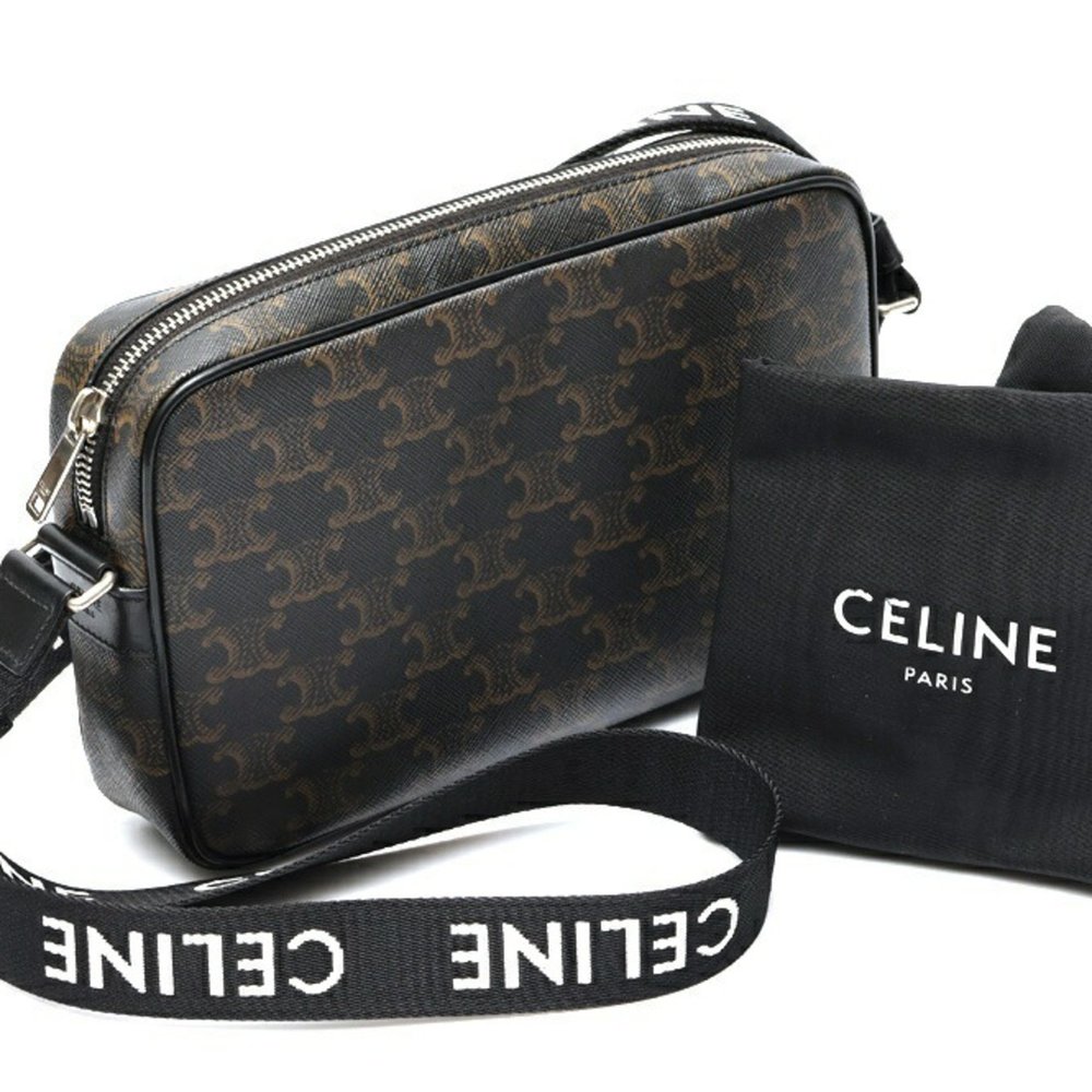 Celine Medium Bag 197202DND.38OS Triomphe Canvas Black E-158345 - Picture 8 of 8